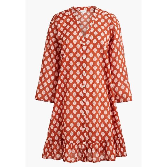 J. Crew Factory Dresses & Skirts - J Crew Factory | NWT | Printed button-down tunic | Red/Orange | Sz M